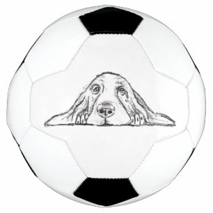 basset hound black white simple puppy dog eyes football