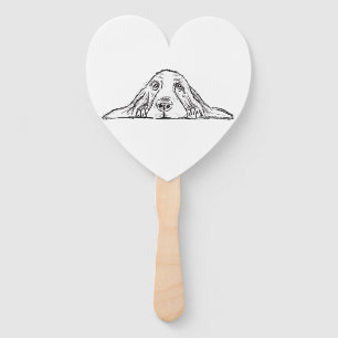 basset hound black white simple puppy dog eyes  hand fan