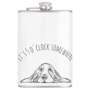 basset hound black white simple puppy dog eyes  hip flask