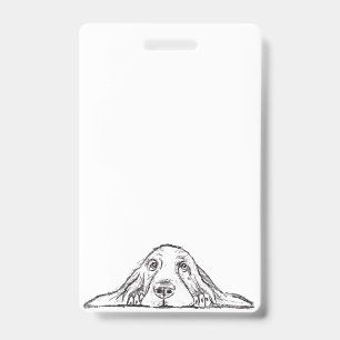 basset hound black white simple puppy dog eyes ID badge