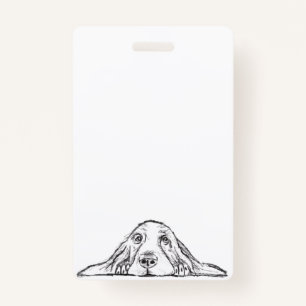 basset hound black white simple puppy dog eyes  ID badge