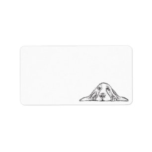 basset hound black white simple puppy dog eyes label