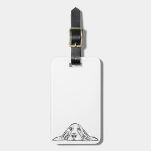 basset hound black white simple puppy dog eyes  luggage tag