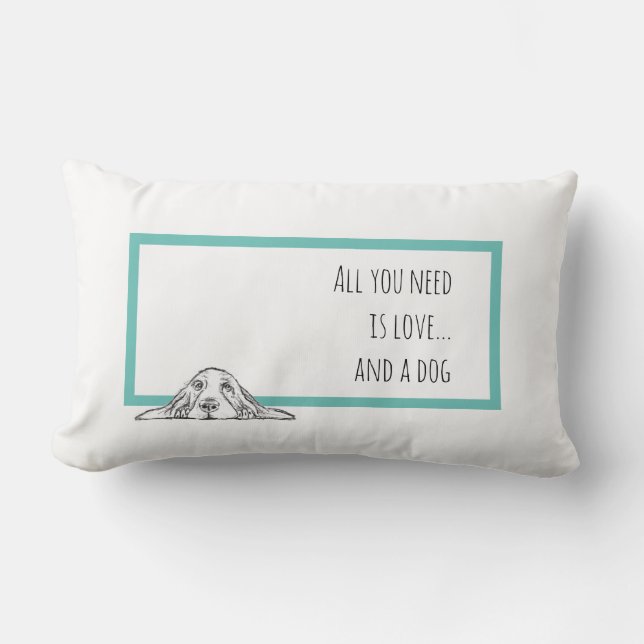 basset hound black white simple puppy dog eyes  lumbar cushion (Front)