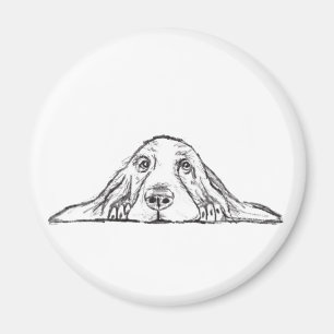 basset hound black white simple puppy dog eyes  magnet