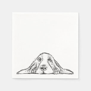 basset hound black white simple puppy dog eyes napkin