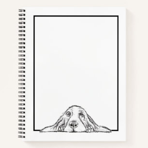 basset hound black white simple puppy dog eyes  notebook