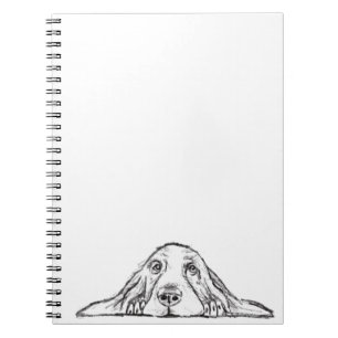 basset hound black white simple puppy dog eyes  notebook