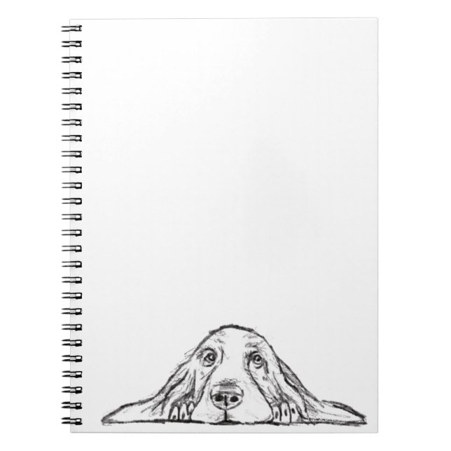 basset hound black white simple puppy dog eyes  notebook (Front)