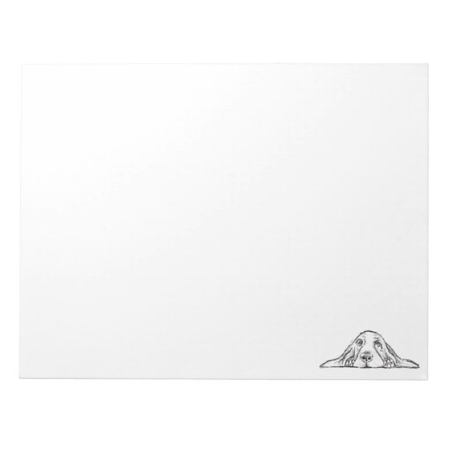 basset hound black white simple puppy dog eyes  notepad (Front)