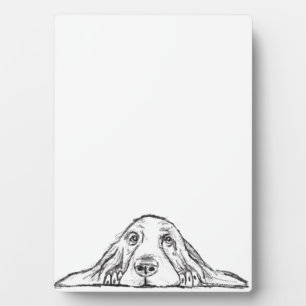 basset hound black white simple puppy dog eyes  plaque