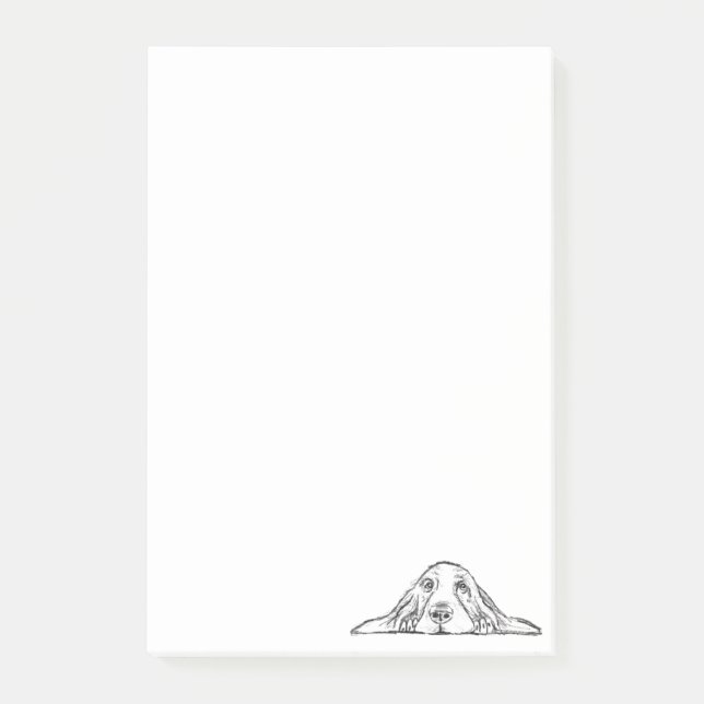 basset hound black white simple puppy dog eyes   post-it notes (Front)