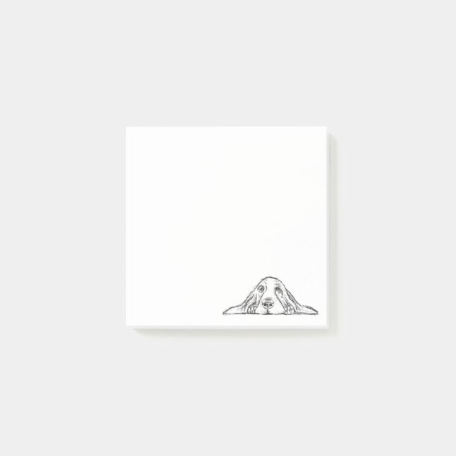 basset hound black white simple puppy dog eyes post-it notes (Front)