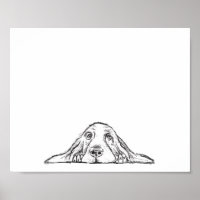 basset hound black white simple puppy dog eyes