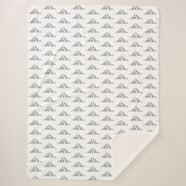 basset hound black white simple puppy dog eyes   sherpa blanket (Front)