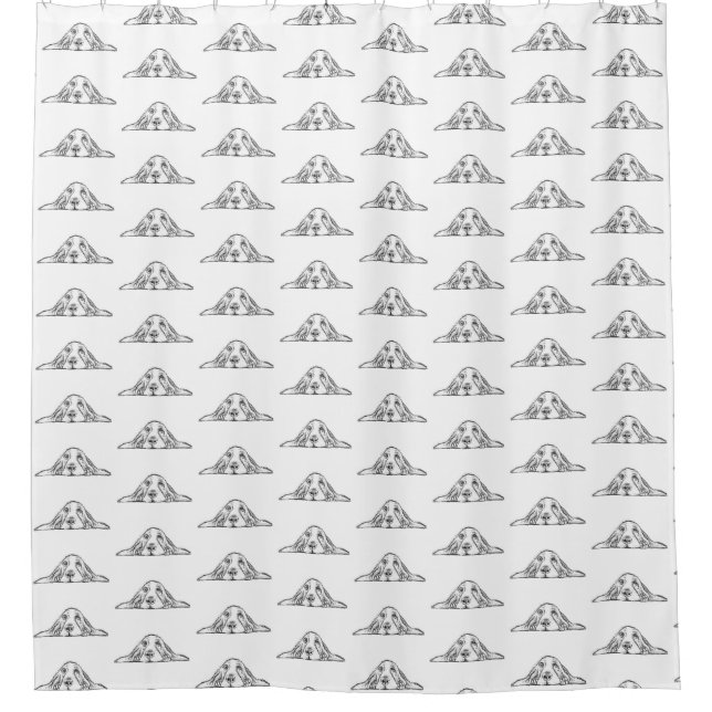 basset hound black white simple puppy dog eyes  shower curtain (Front)