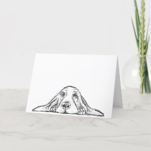 basset hound black white simple puppy dog eyes thank you card