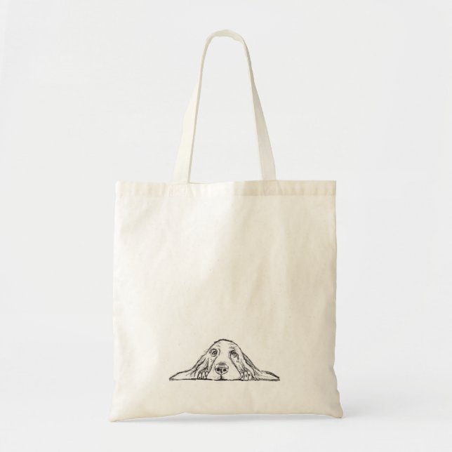 basset hound black white simple puppy dog eyes  tote bag (Front)