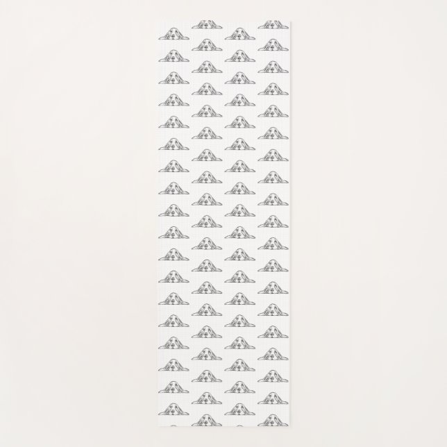 basset hound black white simple puppy dog eyes  yoga mat (Front)