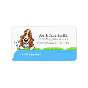 Basset Hound Blue Couch Pet Name Personalised Label