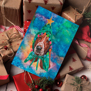 Basset Hound Breed Dog Christmas Holiday Postcard