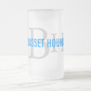 Basset Hound Breed Monogram Design Frosted Glass Beer Mug