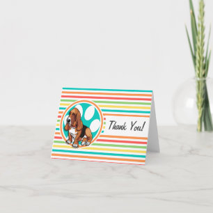 Basset Hound; Bright Rainbow Stripes Thank You Card