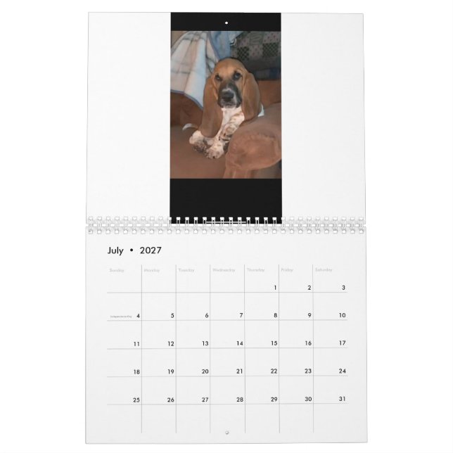 Basset Hound calendar (Jul 2027)