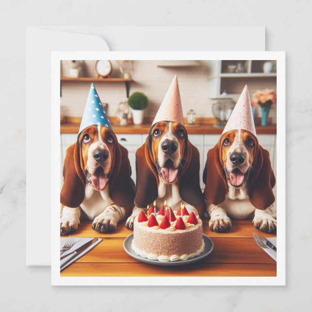Basset Hound card, Basset Hound birthday  Invitation (Front)