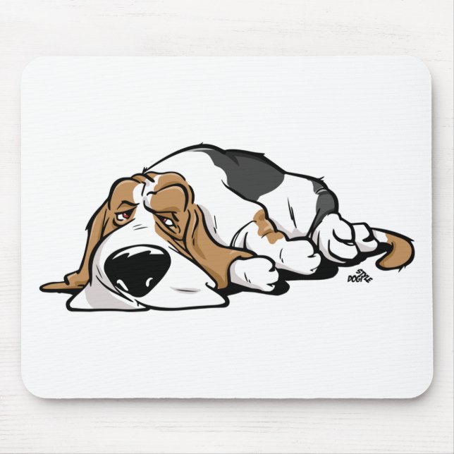 Basset Hound cartoon dog Mouse Mat (Front)