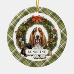 Basset Hound Ceramic Circle Ornament