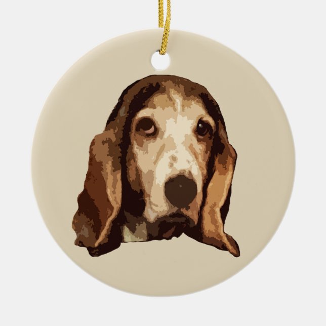 Basset Hound Ceramic Tree Decoration (Front)