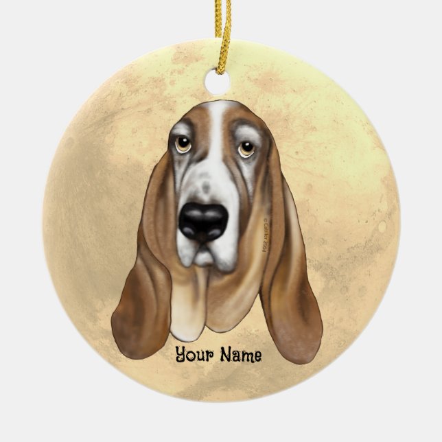 Basset Hound  Ceramic Tree Decoration (Front)