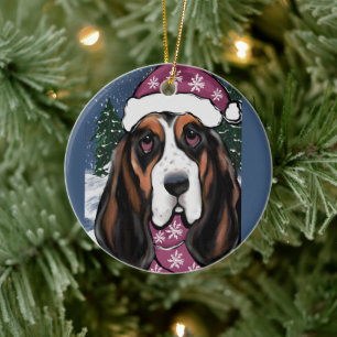 BASSET HOUND  CERAMIC TREE DECORATION