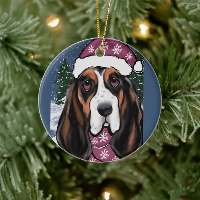 BASSET HOUND  CERAMIC TREE DECORATION (Tree)