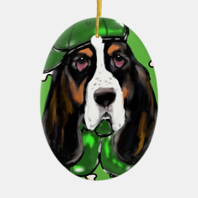 Basset Hound Ceramic Tree Decoration (Front)