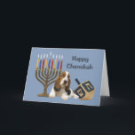 Basset Hound Chanukah Card Menorah Dreidel<br><div class="desc">Remembering family and friends during the Chanukah season is a wonderful way to keep in touch with the people you love and care about. I created these dog Chanukah cards with love and care and I am sure anyone who loves dogs will be delighted to receive them. You do have...</div>