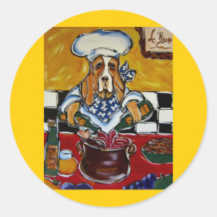 Basset Hound chef Classic Round Sticker