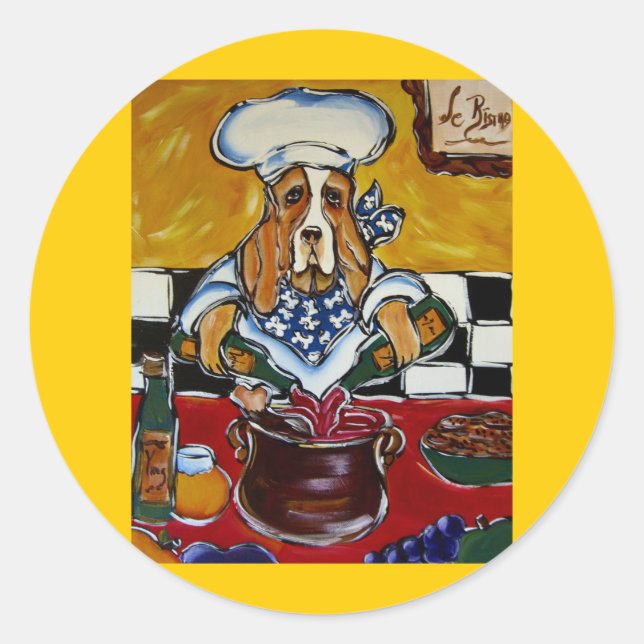 Basset Hound chef Classic Round Sticker (Front)