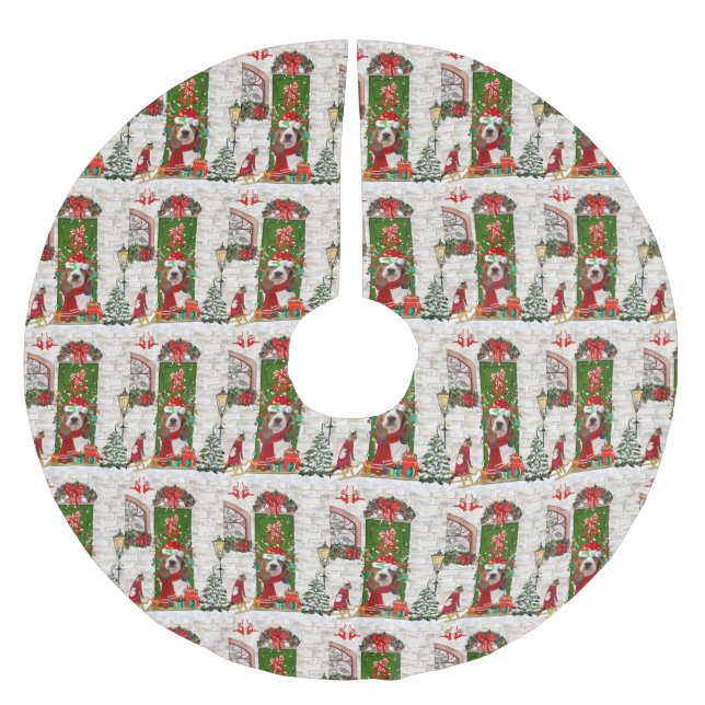 Basset Hound Christmas   Brushed Polyester Tree Skirt (Front)