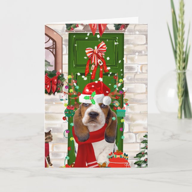 Basset Hound Christmas   Card (Front)