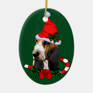 Basset Hound Christmas Ceramic Tree Decoration