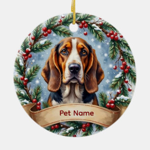 Basset Hound Christmas Ceramic Tree Decoration