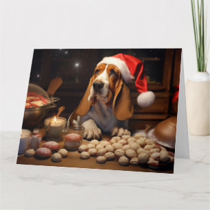 Basset Hound Christmas Cookies Festive Holiday Card