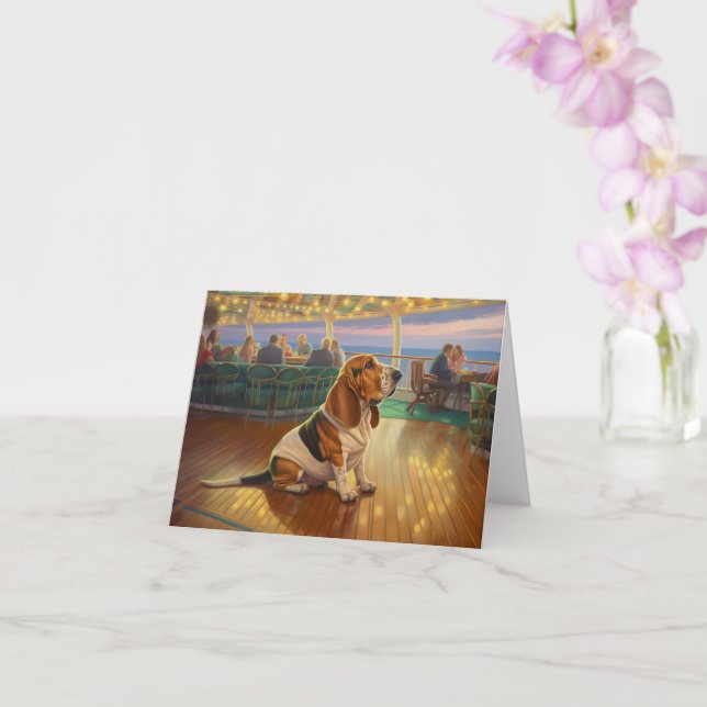 Basset Hound Christmas Cruise: Pawsome Holiday Card (Orchid)
