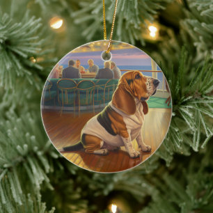 Basset Hound Christmas Cruise: Pawsome Holiday Ceramic Tree Decoration