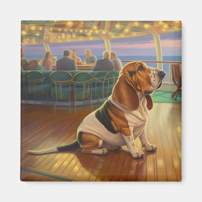 Basset Hound Christmas Cruise: Pawsome Holiday Magnet (Front)