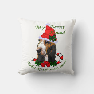 Basset Hound Christmas Cushion