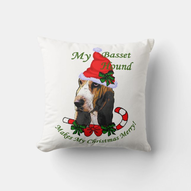 Basset Hound Christmas Cushion (Front)