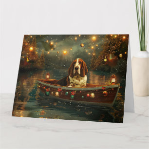 Basset Hound Christmas Festive Voyage Card